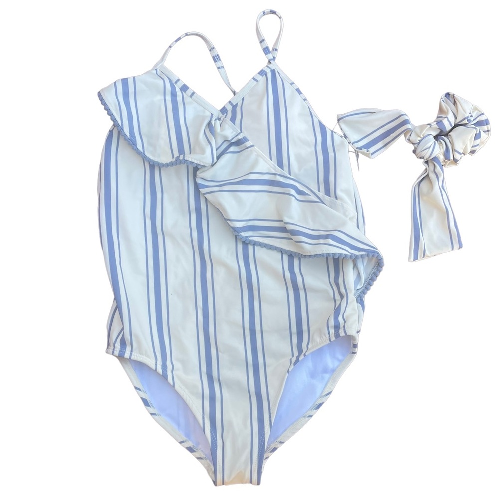NWOT Jessica Simpson Girls Striped One Piece Swimsuit Sz 14